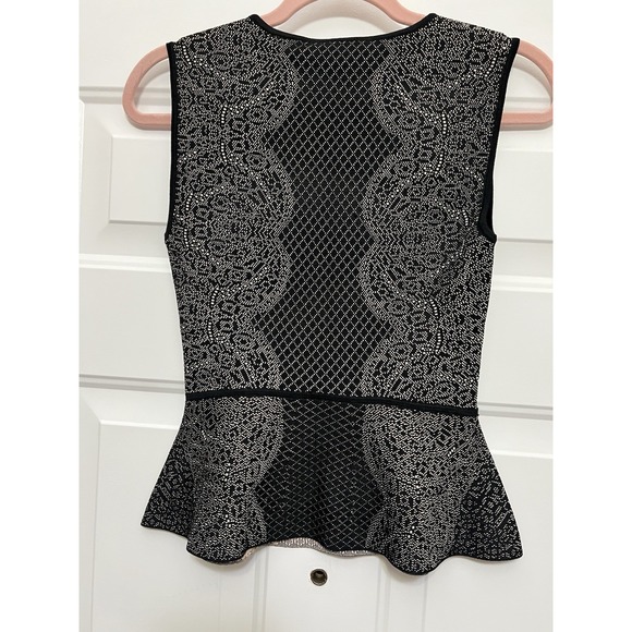MWT‎ BCBG MAXAZRIA Peplum Bandage Shirt Lace Whimsigoth Office Core XS - Picture 4 of 6